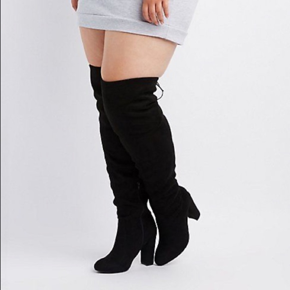Charlotte Russe Thigh High Suede Boots- Wide width